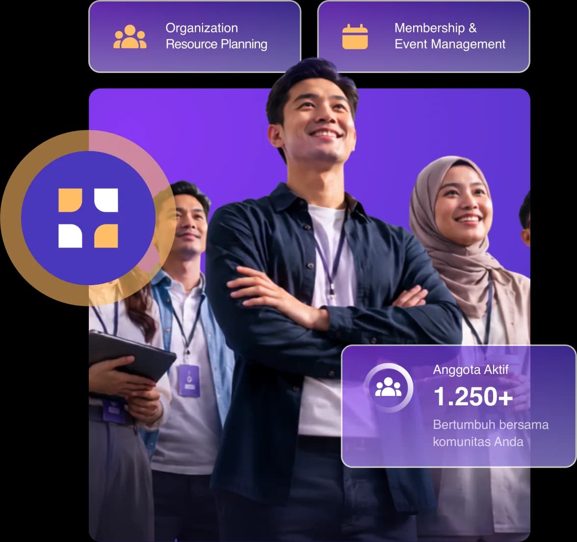 Tim organisasi menggunakan platform Anggo untuk mengelola anggota dan event